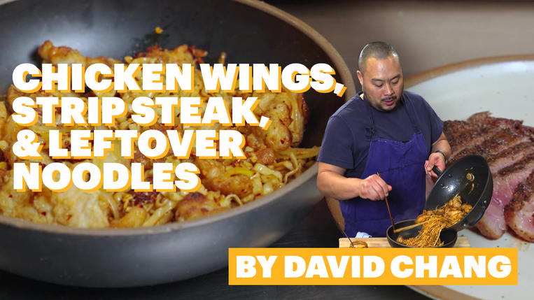 dave-s-chicken-wings-savory-steak-and-leftover-noodles