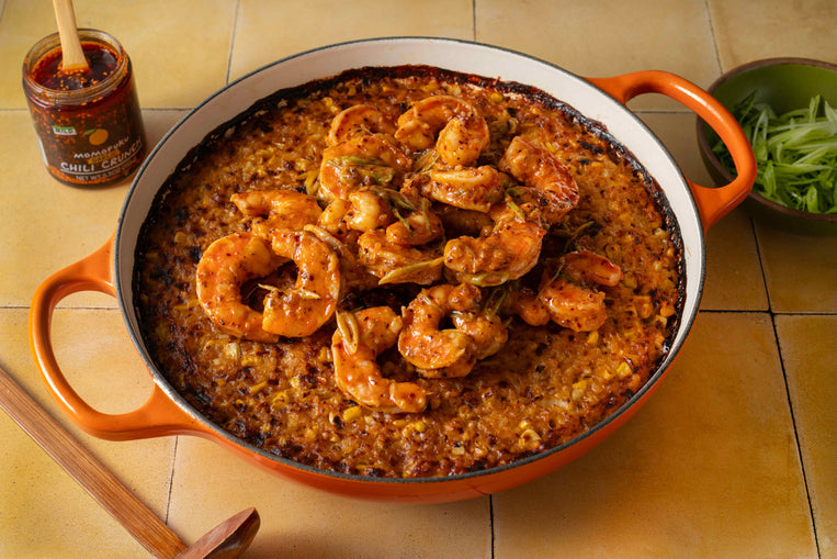 Garlic-Chili-Crunch-Shrimp-and-Crispy-Corn-Rice