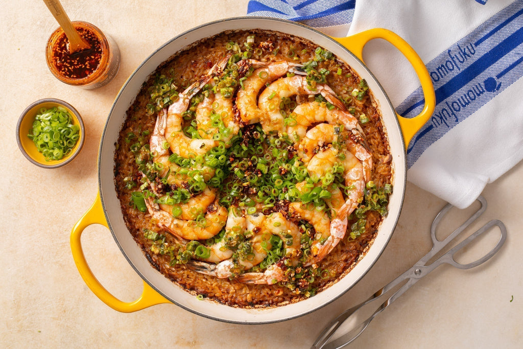 Ginger Scallion Shrimp with Crispy Coconut Rice – Momofuku Goods