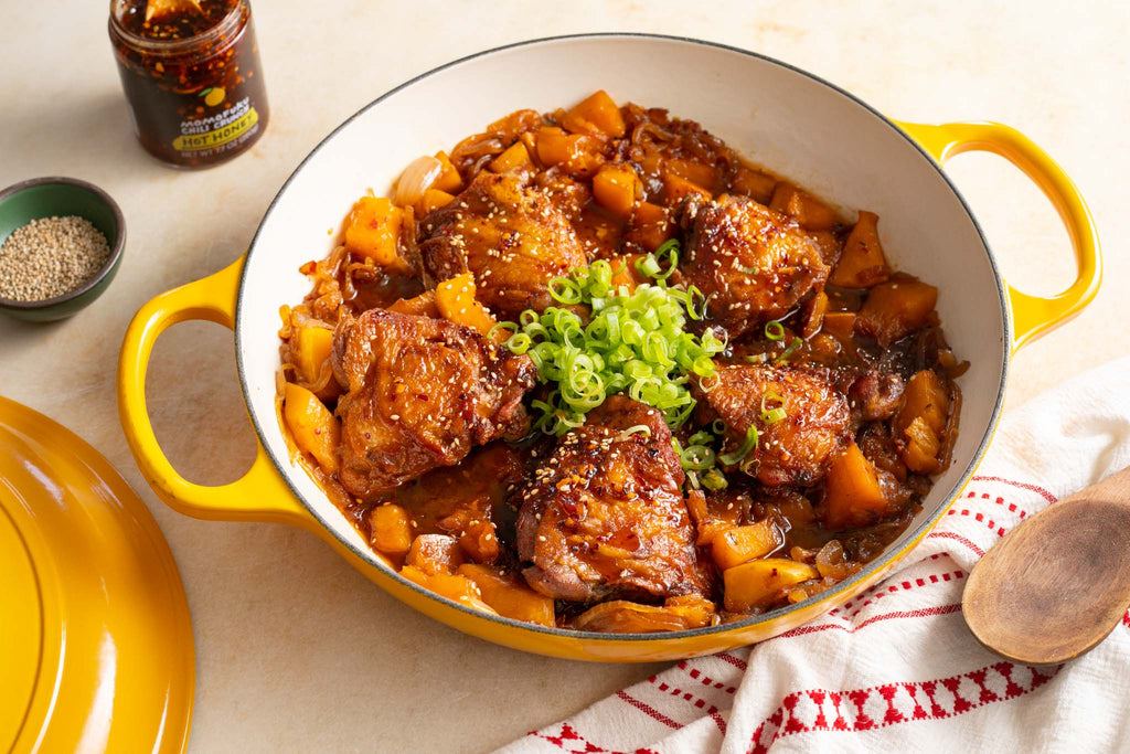 Hot Honey Beer Braised Chicken with Butternut Squash – Momofuku Goods