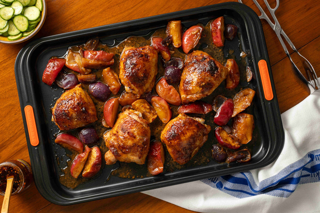 Sheet Pan Roasted Chicken with Hot Honey Spiced Apples – Momofuku
