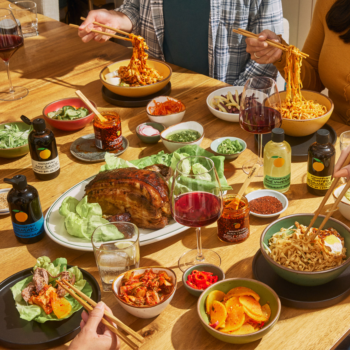Table spread with momofuku products