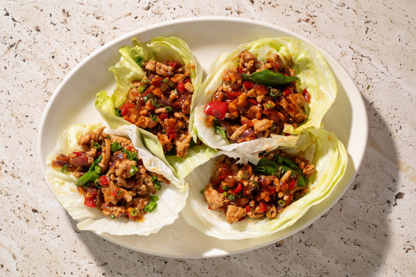 Sweet & Spicy Basil Chicken Lettuce Wraps