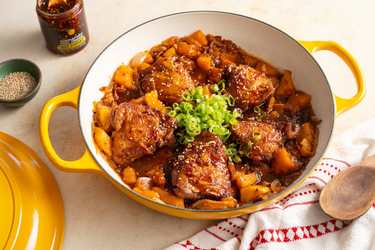 Hot Honey Beer Braised Chicken with Butternut Squash