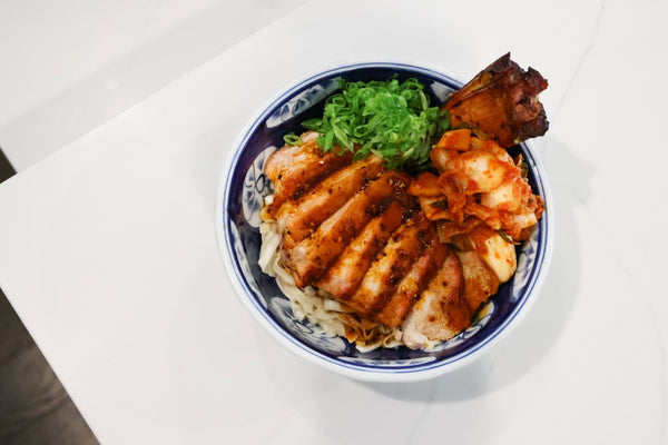 Sweet & Spicy Smoked Pork Chops with Noodles