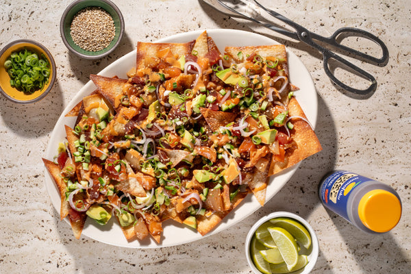 Loaded Crispy Wontons with Momoyaki Salmon