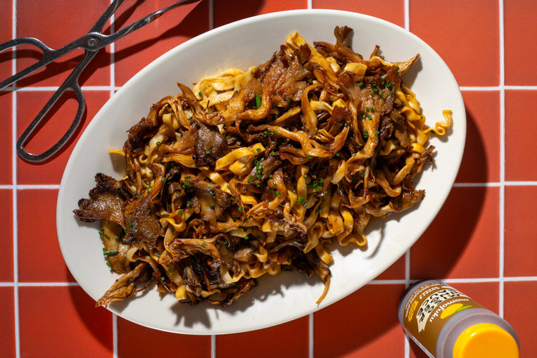 Sheet Pan Miso Ginger Roasted Mushroom Noodles