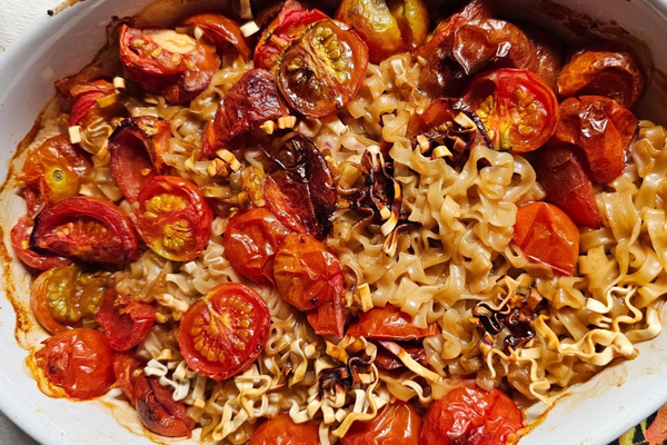 Tomato-Soy-Garlic-Noodle-Bake