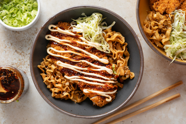 30-Minute Crispy Chicken Katsu Sesame Miso Noodle Bowls