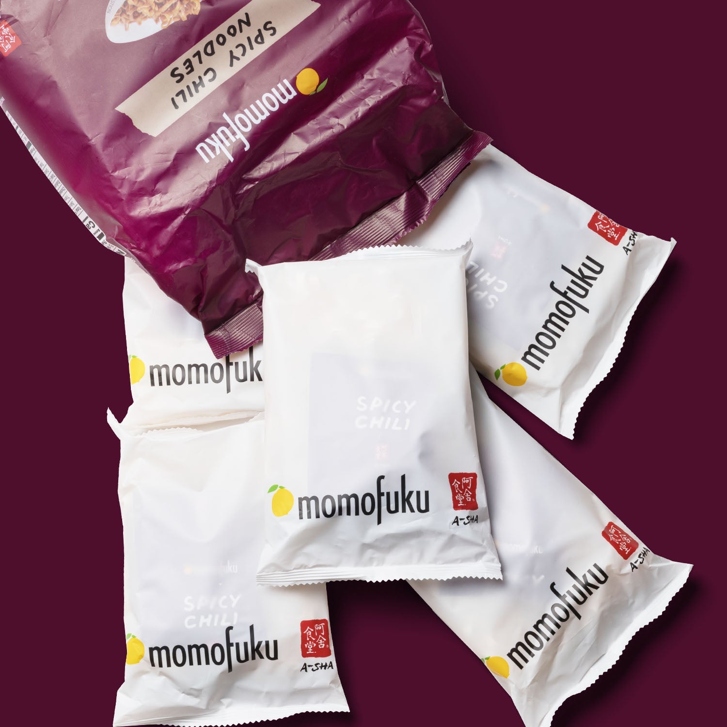 Individual packs of Spicy Chili noodles