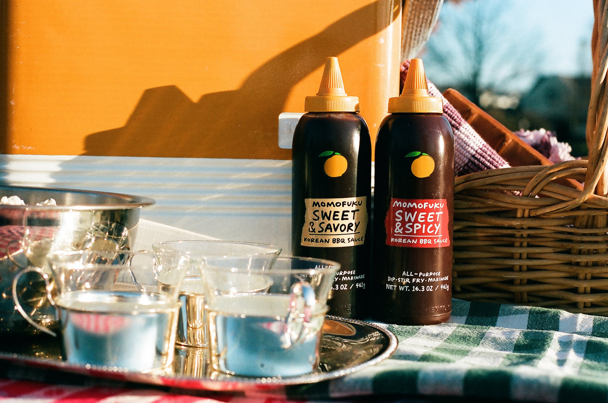 One bottle of Sweet & Savory BBQ Sauce, one bottle of Sweet & Spicy BBQ Sauce