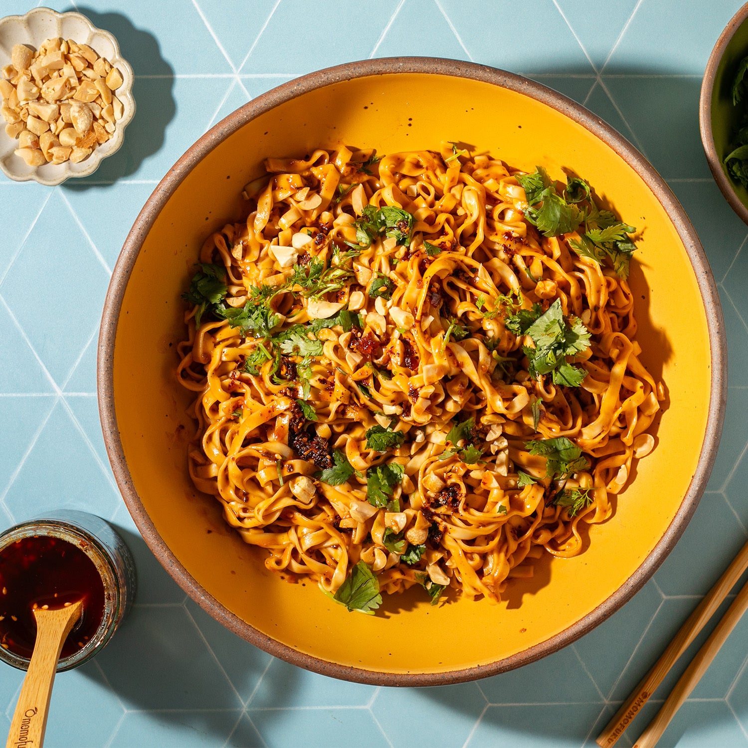 stir fried noodles on a bowl