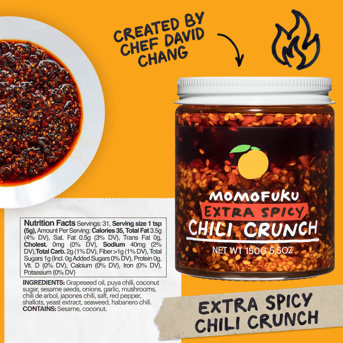 Nutrition and ingredient list for extra spicy chili crunch
