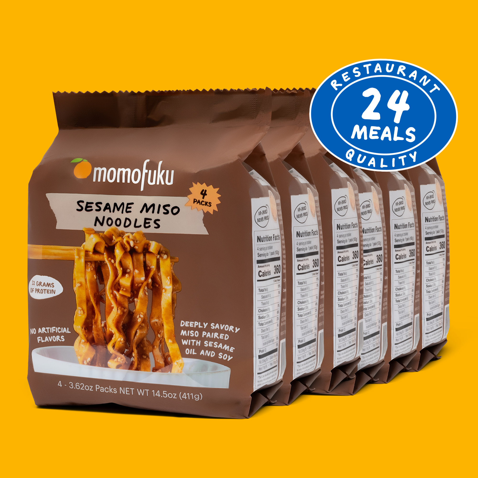 six packs of sesame miso noodles
