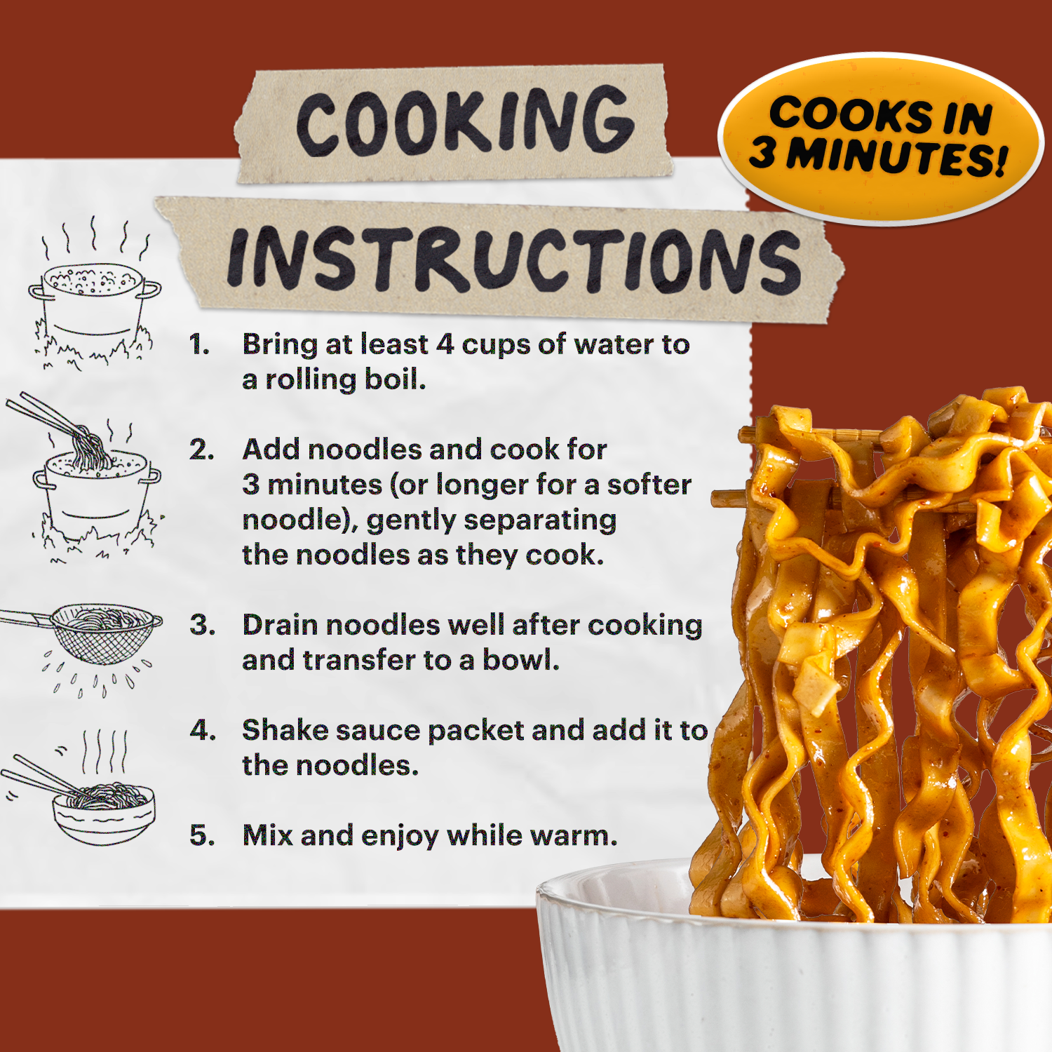 sweet and spicy noodle cooking instructions