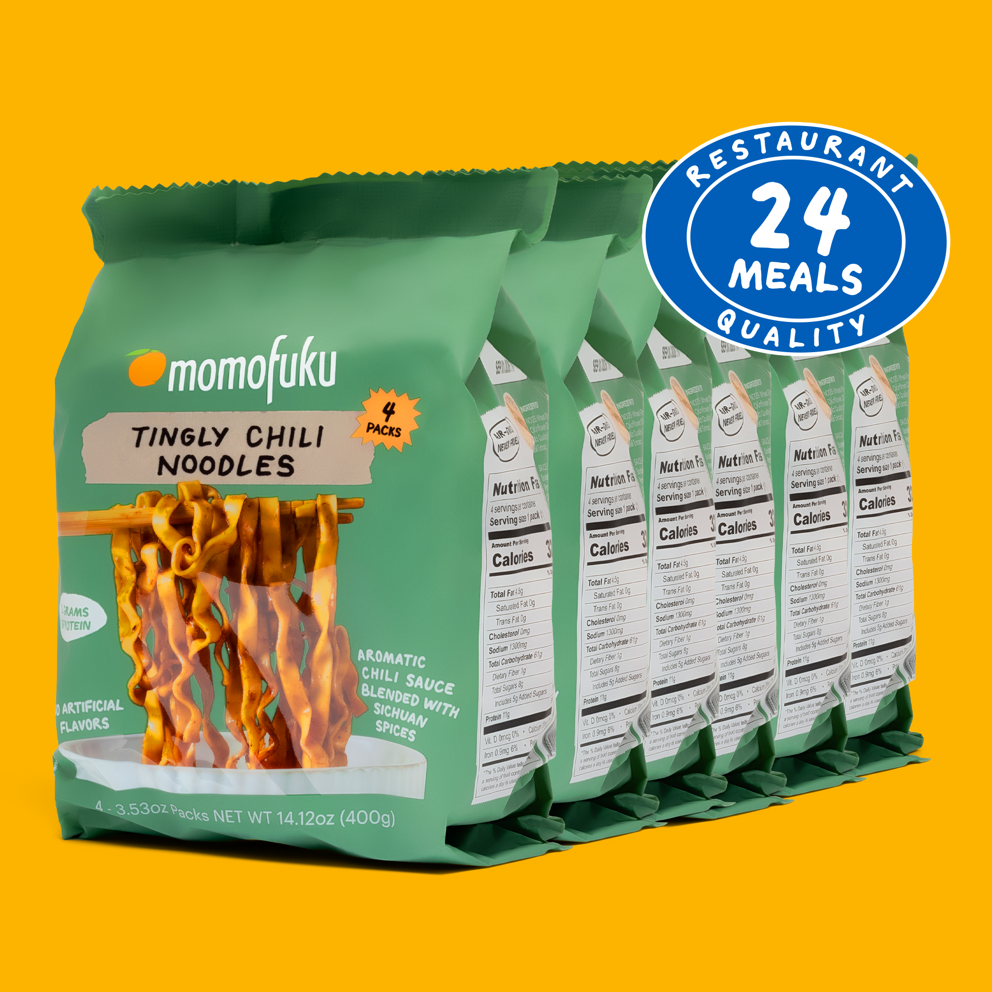 six packs of tingly chili noodles