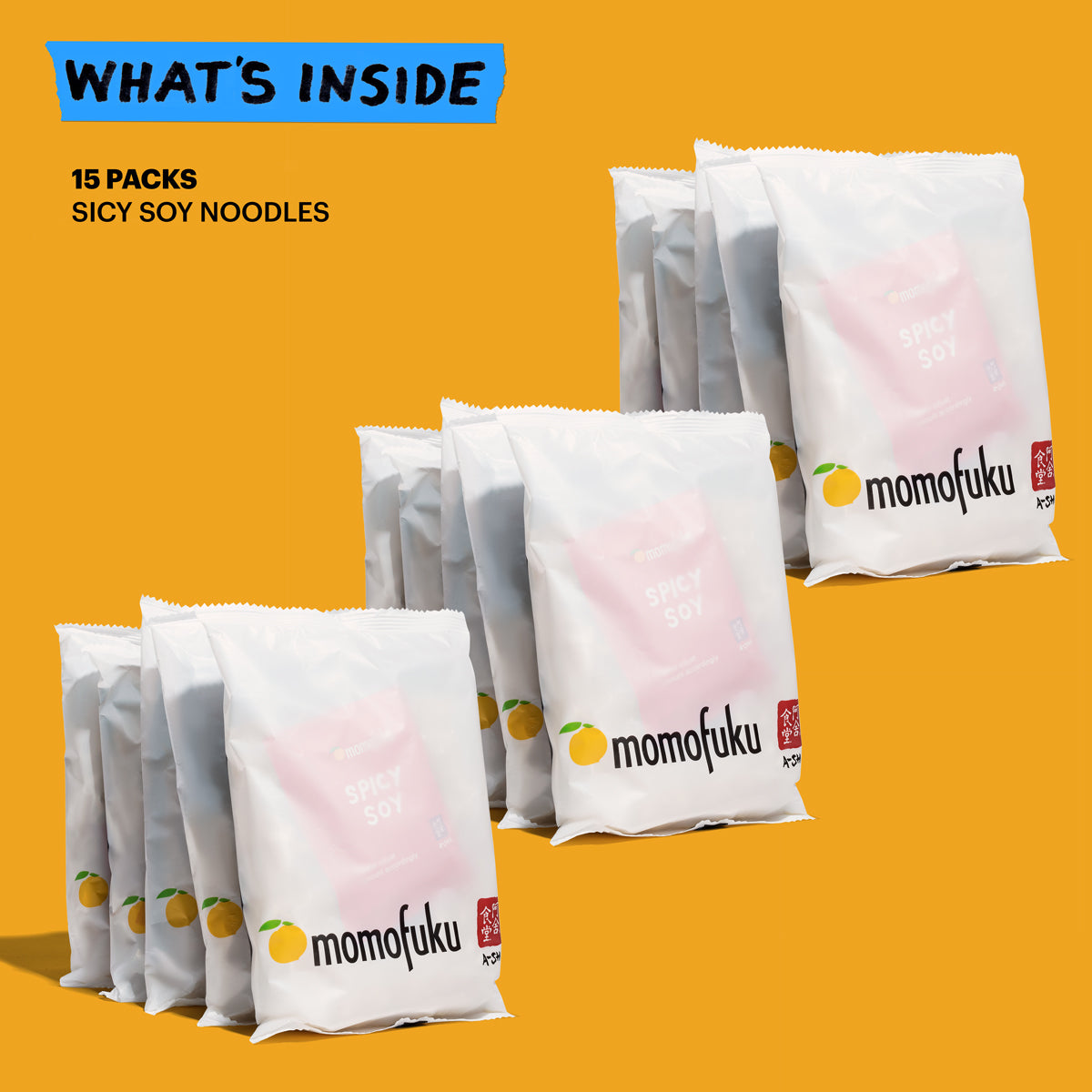 Whats inside: 15 single packs Spicy Soy Noodles